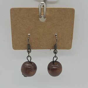 Elegant Brown Wooden Earrings